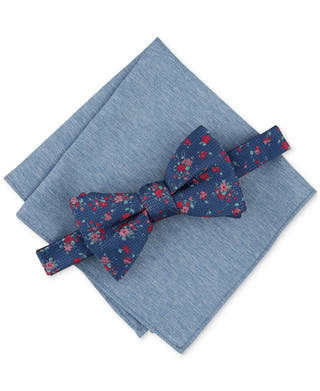 Bar III Lance Floral Bow Tie & Pocket Square Set