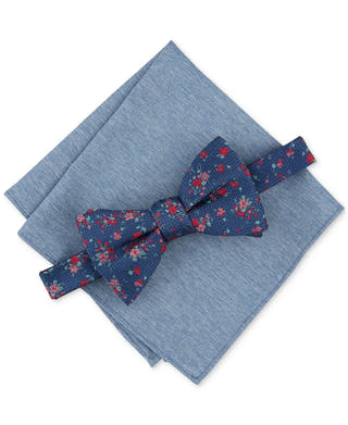 Bar III Lance Floral Bow Tie & Pocket Square Set