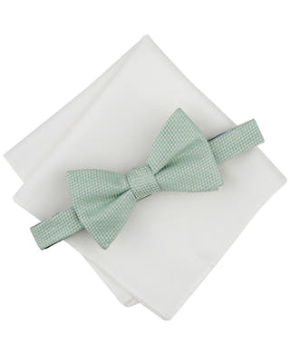 Bar III Lombard Textured Bow Tie & Solid Pocket Square Set