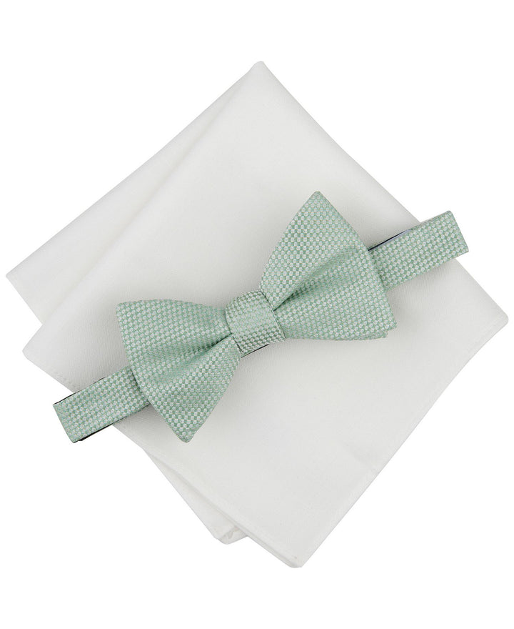 Bar III Lombard Textured Bow Tie & Solid Pocket Square Set