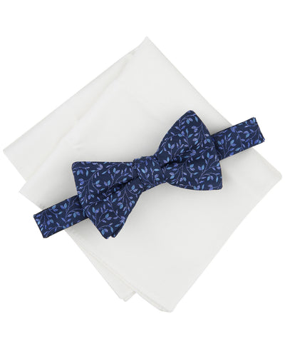 Bar III Powell Vine Bow Tie & Solid Pocket Square Set