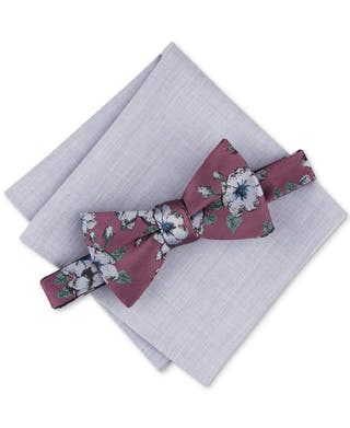 Bar III Sondley Floral Bow Tie & Soli Pocket Square Set