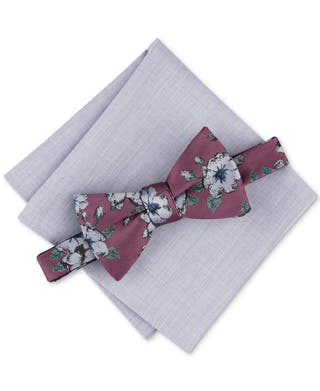 Bar III Sondley Floral Bow Tie & Soli Pocket Square Set