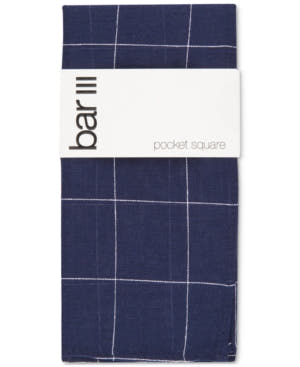 Bar Iii Garnet Check Pocket Square navy