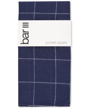 Bar Iii Garnet Check Pocket Square navy