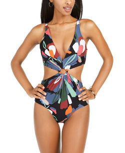 Bar Iii Printed One-piece Monokini Swimsuit Paradise Palm thumbnail 1