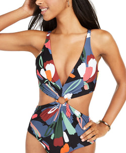 Bar Iii Printed One-piece Monokini Swimsuit Paradise Palm thumbnail 3