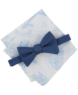 Bar Iii Textured Bow Tie & Seaside Pocket Square Set Created for Macy - Denim thumbnail 1