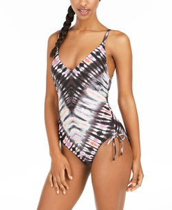 Bar Iii Tie-dyed Low-back One-piece Swimsuit Ink-Dye thumbnail 1