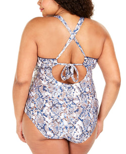 Becca Etc Plus Animal Kingdom Printed Square Neck One-piece Swimsuit Python thumbnail 2