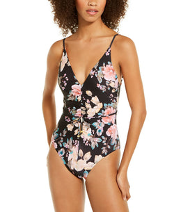 Becca First Date Printed Shirred One-piece Swimsuit Floral Multi thumbnail 1