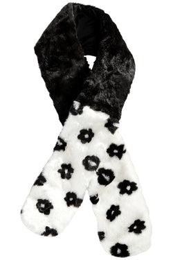 Betsey Johnson Black/White Patchwork Floral Muffler/Scarf thumbnail 1