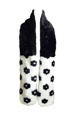 Betsey Johnson Black/White Patchwork Floral Muffler/Scarf thumbnail 2