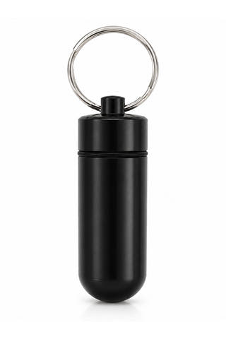 Black Aluminum Waterproof Pill Case Keychain