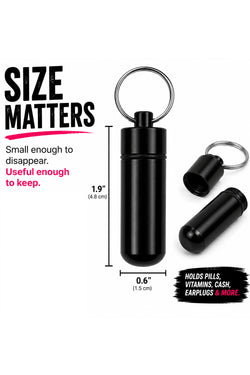 Black Aluminum Waterproof Pill Case Keychain thumbnail 2