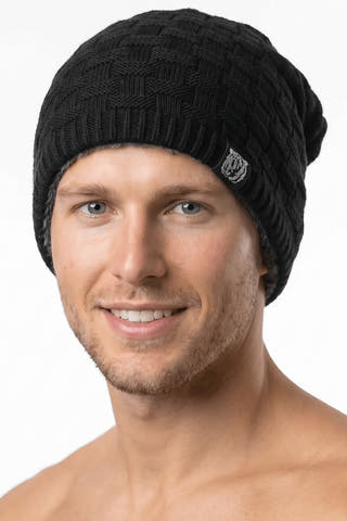 Black Cozy Bear Slouch Beanie