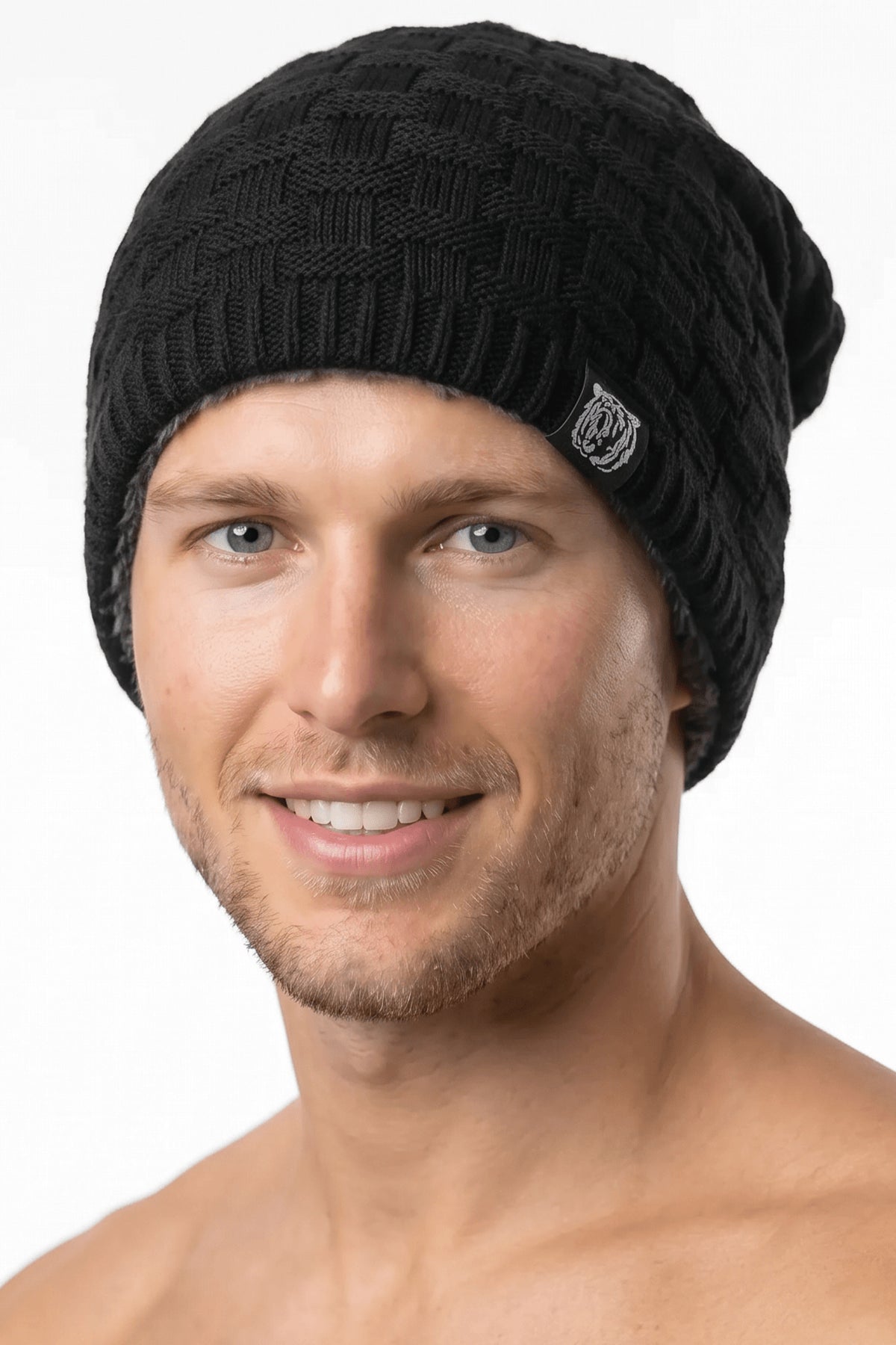 Black Cozy Bear Slouch Beanie