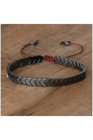Black Hematite Chevron Slider Bracelet