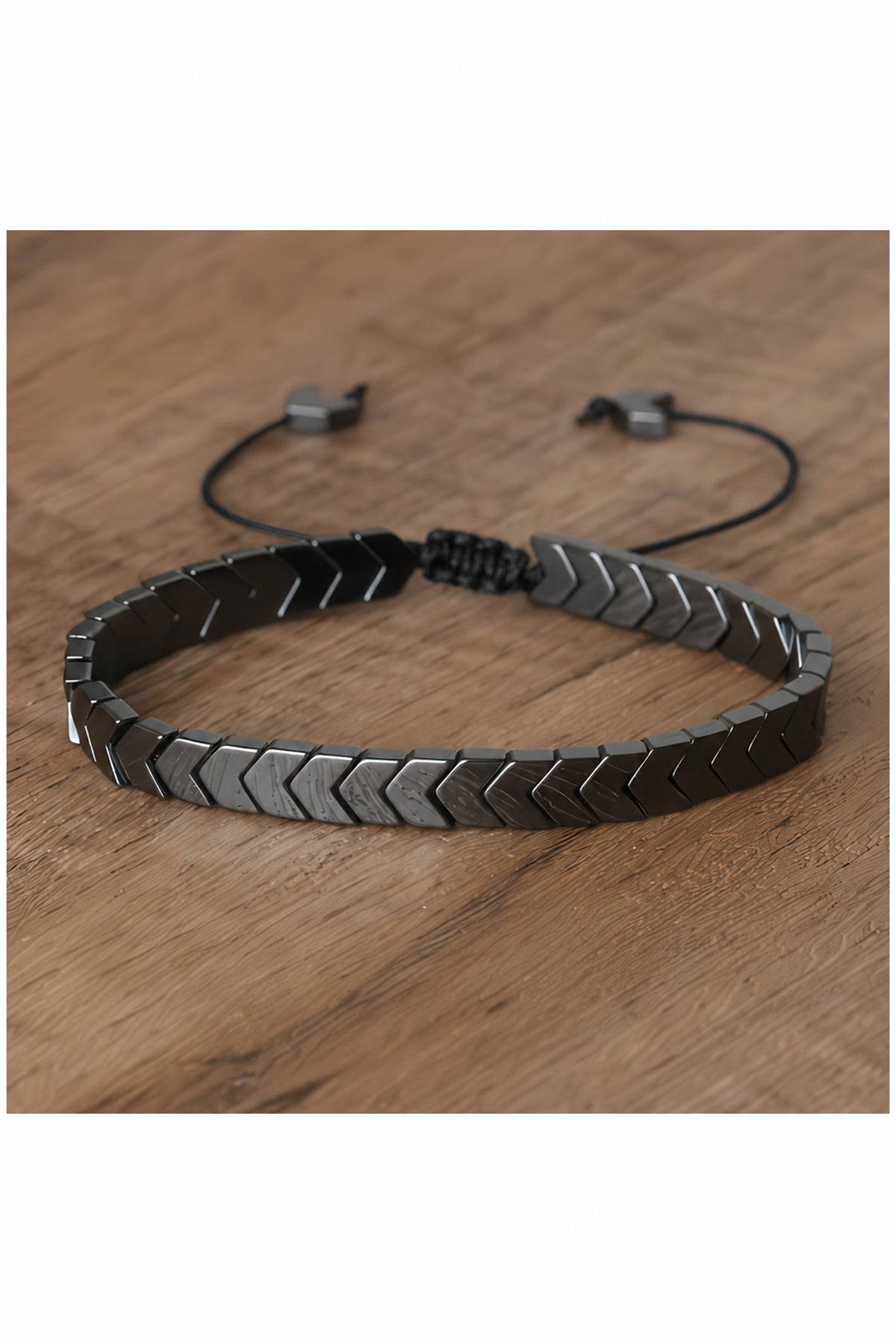 Black Hematite Chevron Slider Bracelet