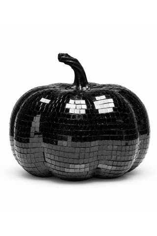 Black Mosaic Disco Pumpkin Halloween Décor