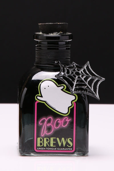 Black Potion Bottle with Spider Web Charm