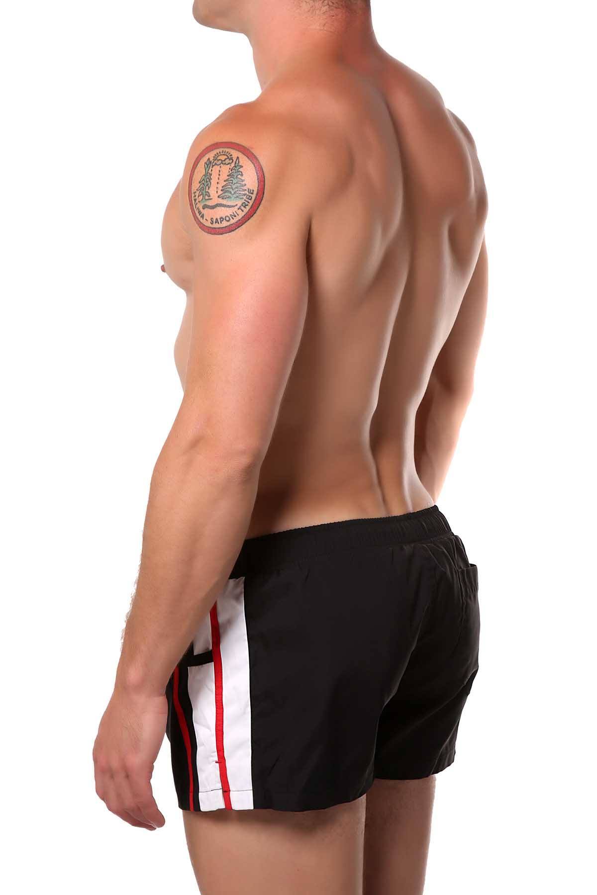 Black Striped Runner Short