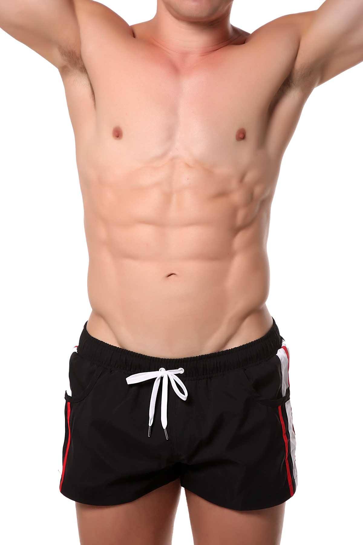 Black Striped Runner Short