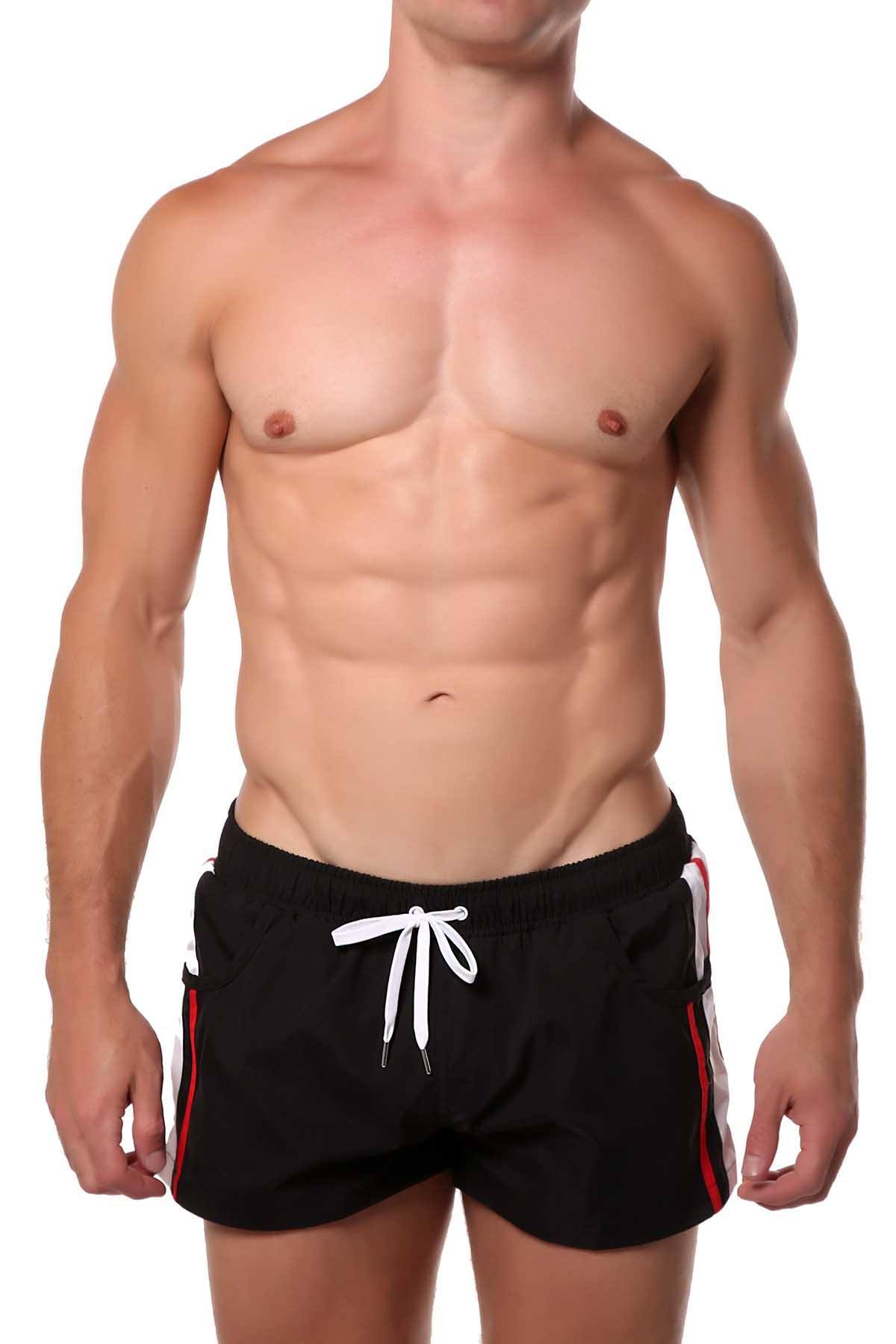 Black Striped Runner Short