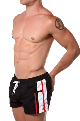 Black Striped Runner Short