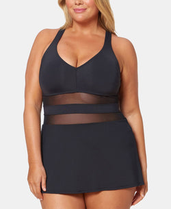 Bleu By Rod Beattie Bleu Rod Beattie Plus Dont Mesh With Me Solid Cross-back Swimdress Black thumbnail 1