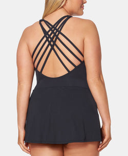 Bleu By Rod Beattie Bleu Rod Beattie Plus Dont Mesh With Me Solid Cross-back Swimdress Black thumbnail 2