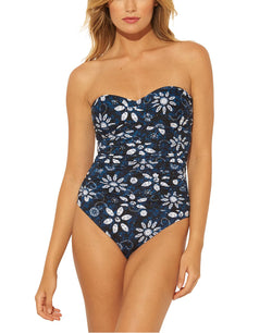 Bleu By Rod Beattie Printed Bandeau One-piece Swimsuit Take A Dip Blue thumbnail 1