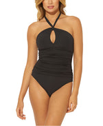 Bleu By Rod Beattie Solid Halter One-piece Swimsuit Black