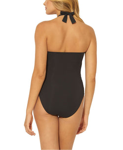 Bleu By Rod Beattie Solid Halter One-piece Swimsuit Black thumbnail 2