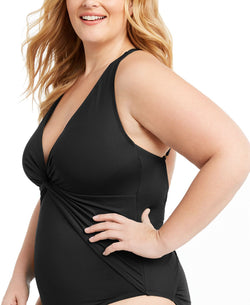Bleu By Rod Beattie Trendy Plus Plunging Halter One-piece Swimsuit Black thumbnail 2