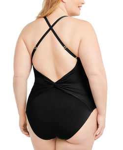 Bleu By Rod Beattie Trendy Plus Plunging Halter One-piece Swimsuit Black thumbnail 3