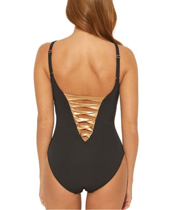 Bleu By Rod Beattie Twisted-front One-piece Swimsuit Black/Rose Gold thumbnail 2
