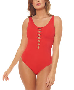 Bleu By Rod Beattie Twisted-front One-piece Swimsuit Scarlet thumbnail 1