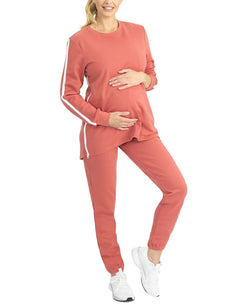 Blooming Women By Angel 2 Piece Wo Nursing Leisurewear Set Orange thumbnail 1
