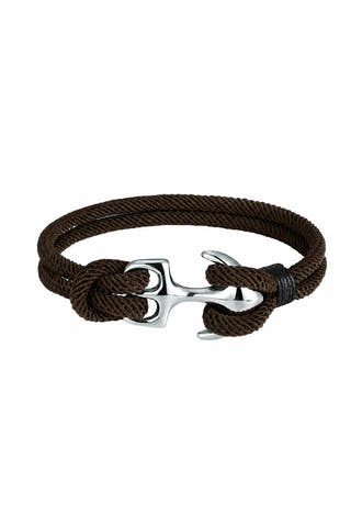 Brown Braided Rope Anchor Bracelet