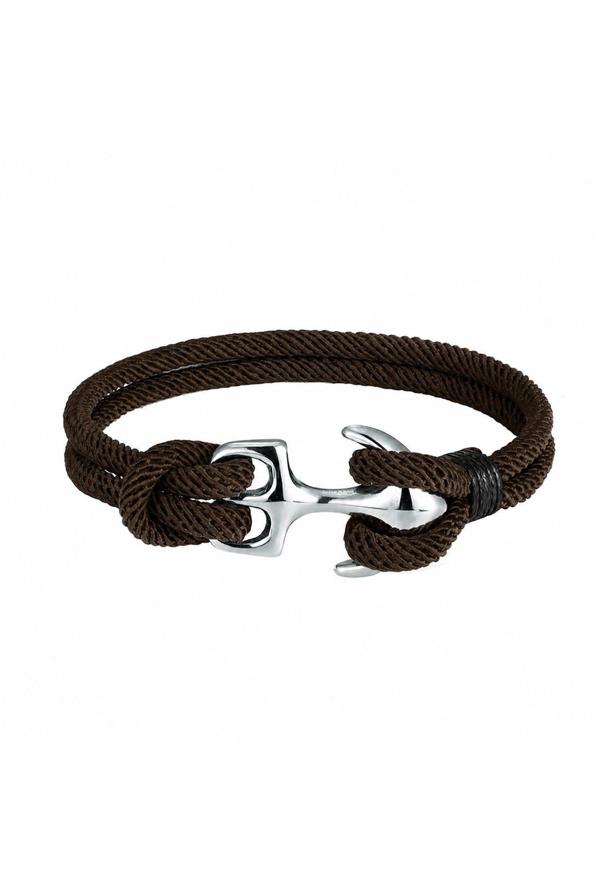 Brown Braided Rope Anchor Bracelet