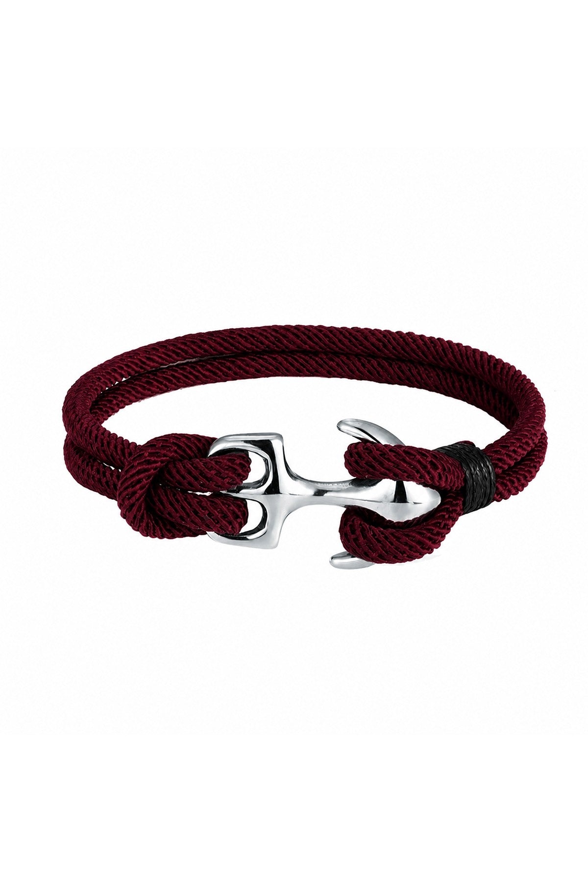 Burgundy Braided Rope Anchor Bracelet