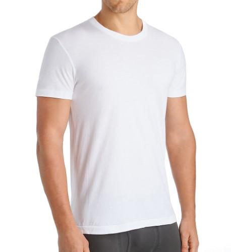 C-IN2 White Core Crew Neck Rib Knit Cotton T- Shirt