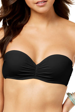 California Waves Strappy Bandeau Bikini Top in Black thumbnail 2