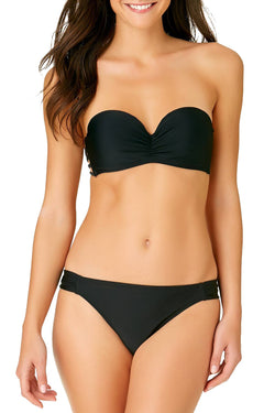 California Waves Strappy Bandeau Bikini Top in Black thumbnail 1