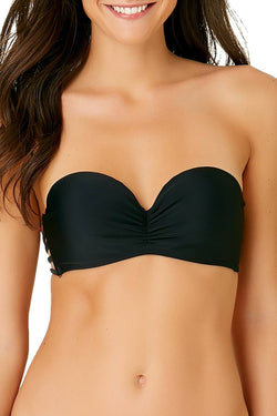 California Waves Strappy Bandeau Bikini Top in Black thumbnail 4