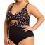 California Waves Trendy Plus Graceful Garden Printed Peekaboo Ring One-piece Swimsuit Graceful Garden