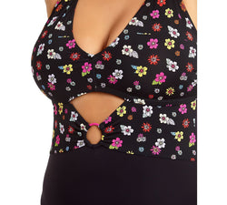 California Waves Trendy Plus Graceful Garden Printed Peekaboo Ring One-piece Swimsuit Graceful Garden thumbnail 4