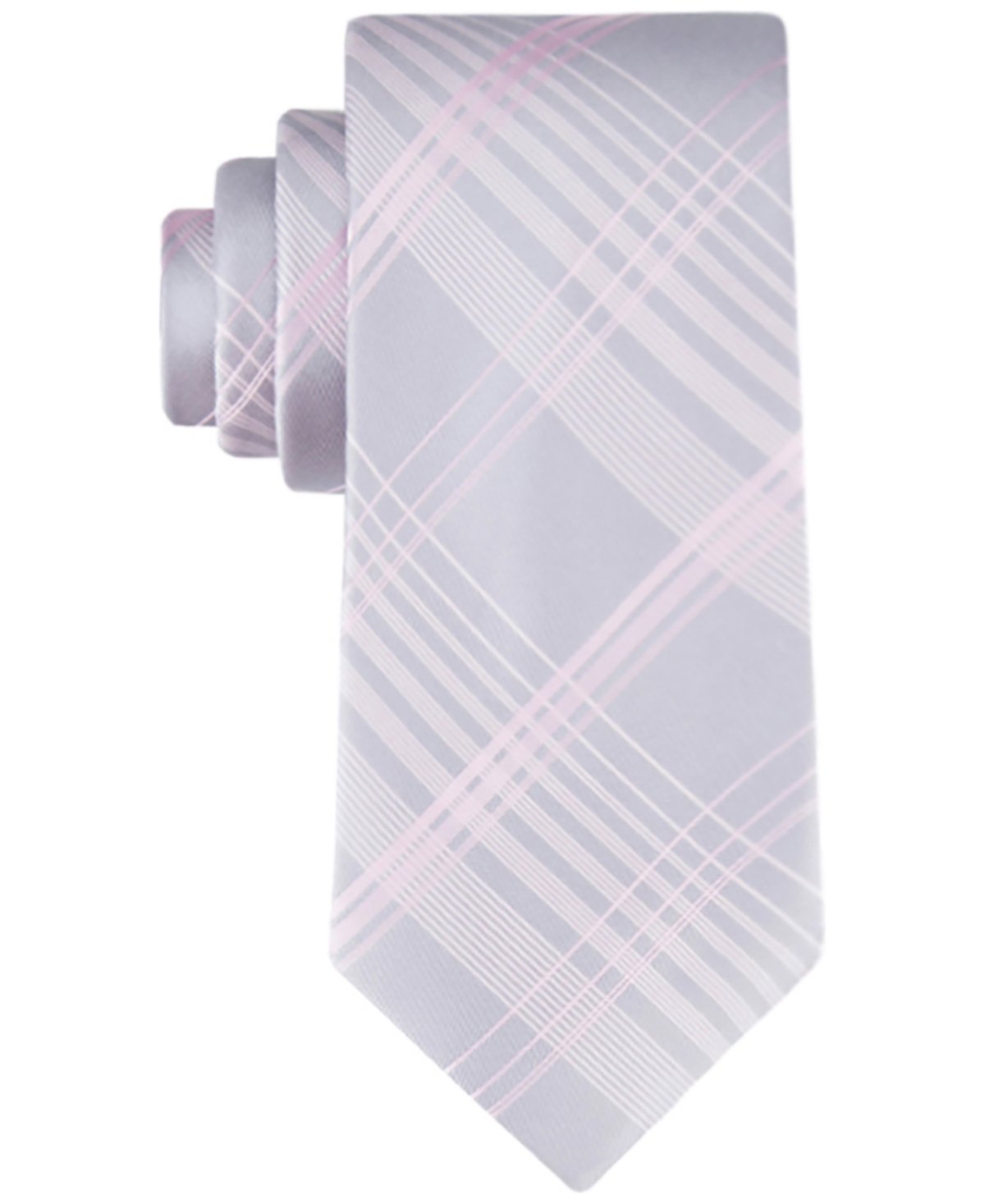 Calvin Klein Ari Plaid Tie - Silver/pink silver,pink