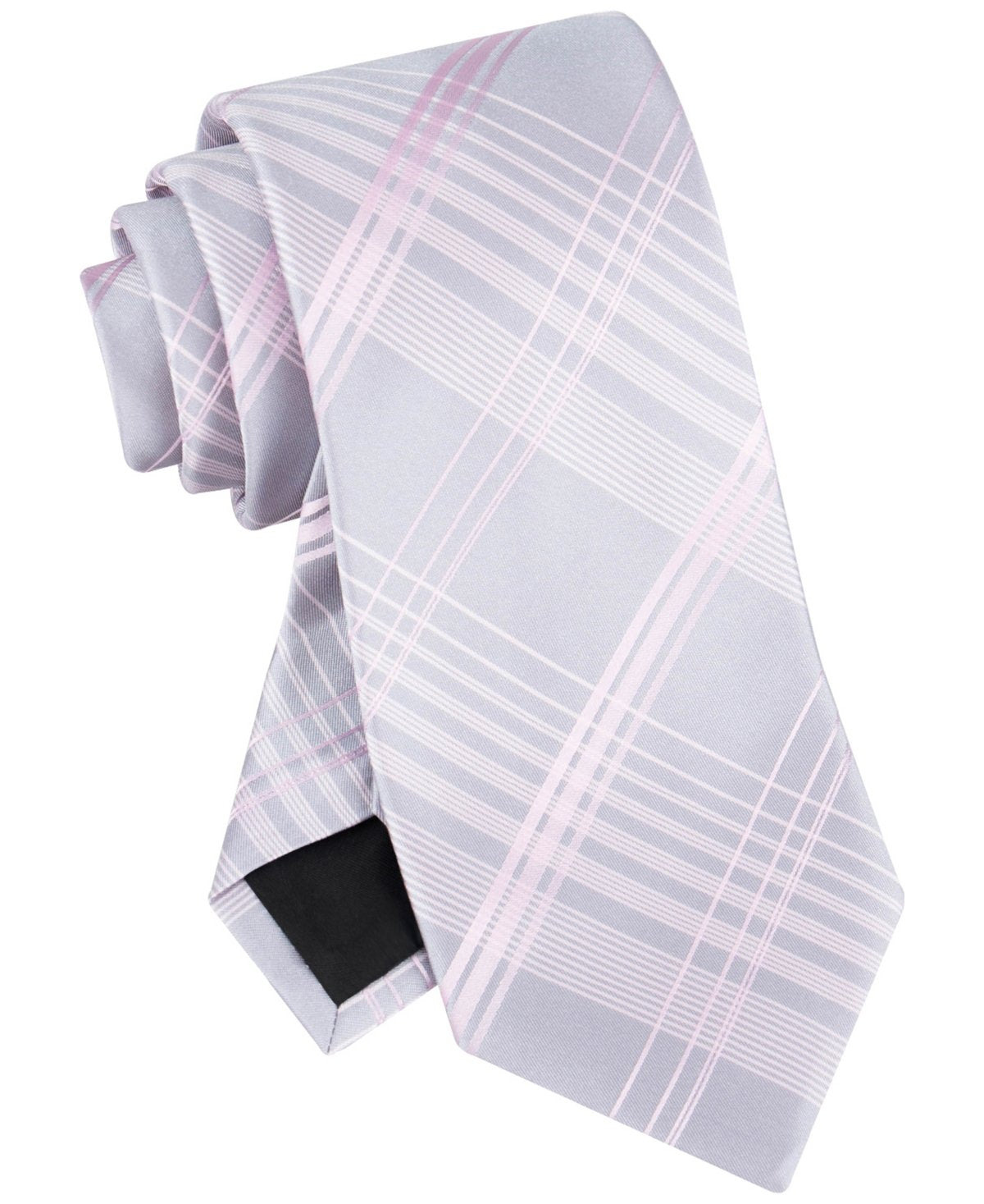 Calvin Klein Ari Plaid Tie - Silver/pink silver,pink